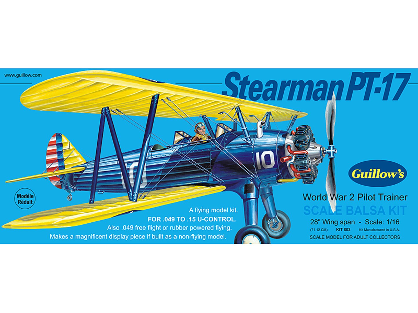 Guillow&#x27;s Stearman PT-17 Model Kit, Navy, Small