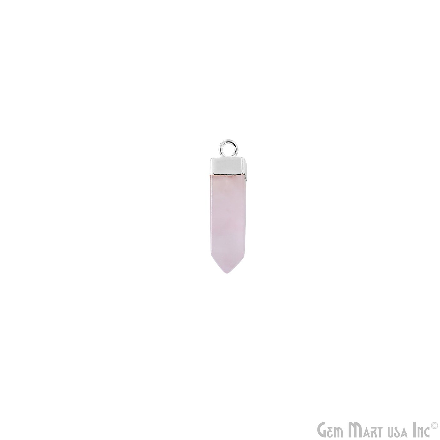 Pencil Point Rectangle Pendant, Silver Electroplated Single Bail 24x6mm, Gemstone Connector Charm, GemMartUSA (50790)