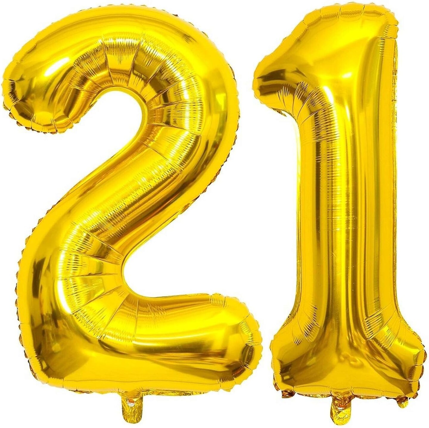 Gold 21 Number Balloons, 40 Inch Giant Number 21 Balloons Foil Mylar Helium Gold Number Balloons (Double Number Gold 21)