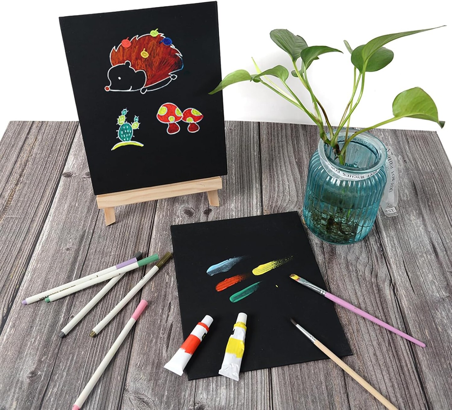 A Black Canvas Board for Painting, 12 Pack Multi Size 11x14(black)