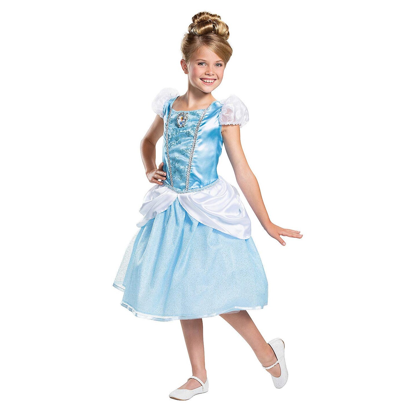 classic cinderella dress Kids Classic Disney Cinderella Costume, Satin Bodice Sheer Puff Sleeves  Multilayered Skirt