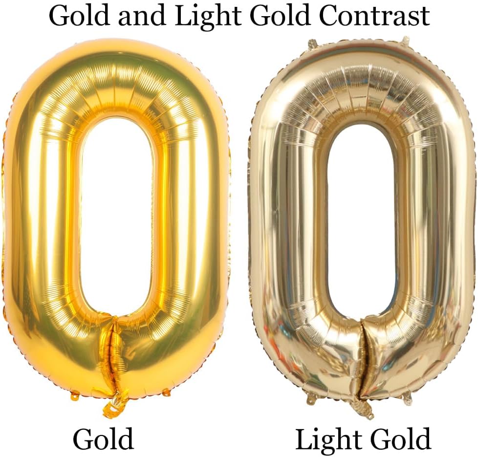 40 Inch Light Gold 21 Number Balloons White Gold Giant 12 Foil Mylar Helium Large (Light Gold 21)