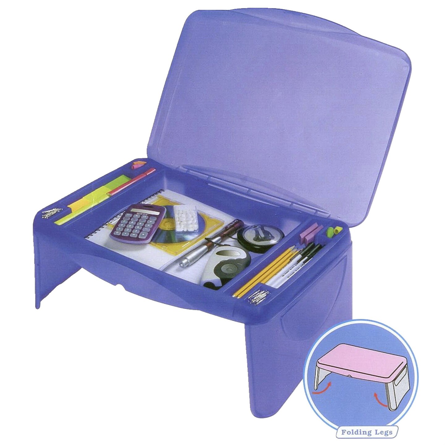Dial Lap Tray with Storage, 2-1/2 x 17-1/2 x 13 Inches, Assorted Colors