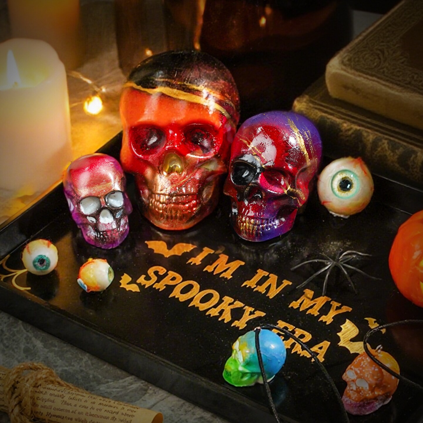 LET&#x27;S RESIN 3D Skull Resin Molds, 4 Sizes Set of Skull Silicone Molds for Epoxy Resin, Candle Wax, Soap, Clay, Key Chain Casting, Ideal Halloween Home Decoration and Gifts