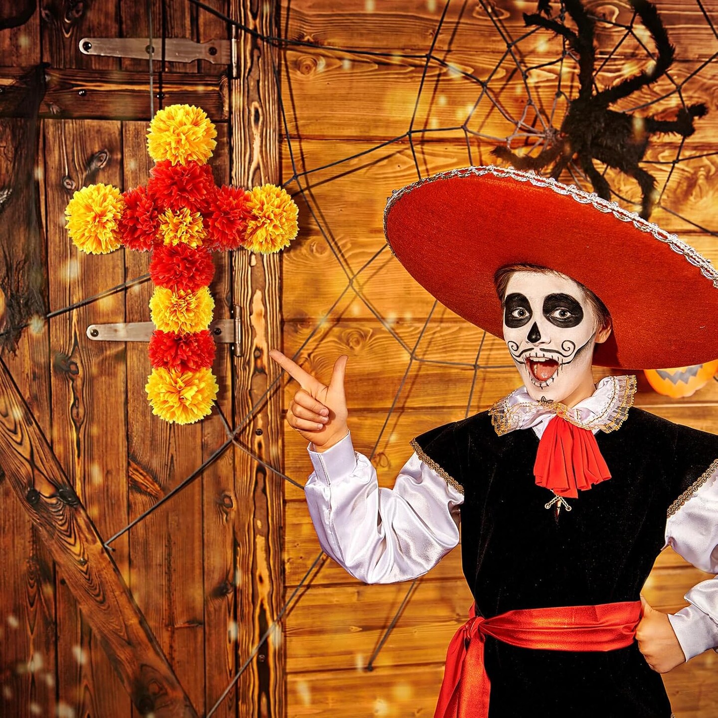 12 x 16 Inch Dia De Los Muertos Decorations (Orange and Yellow)