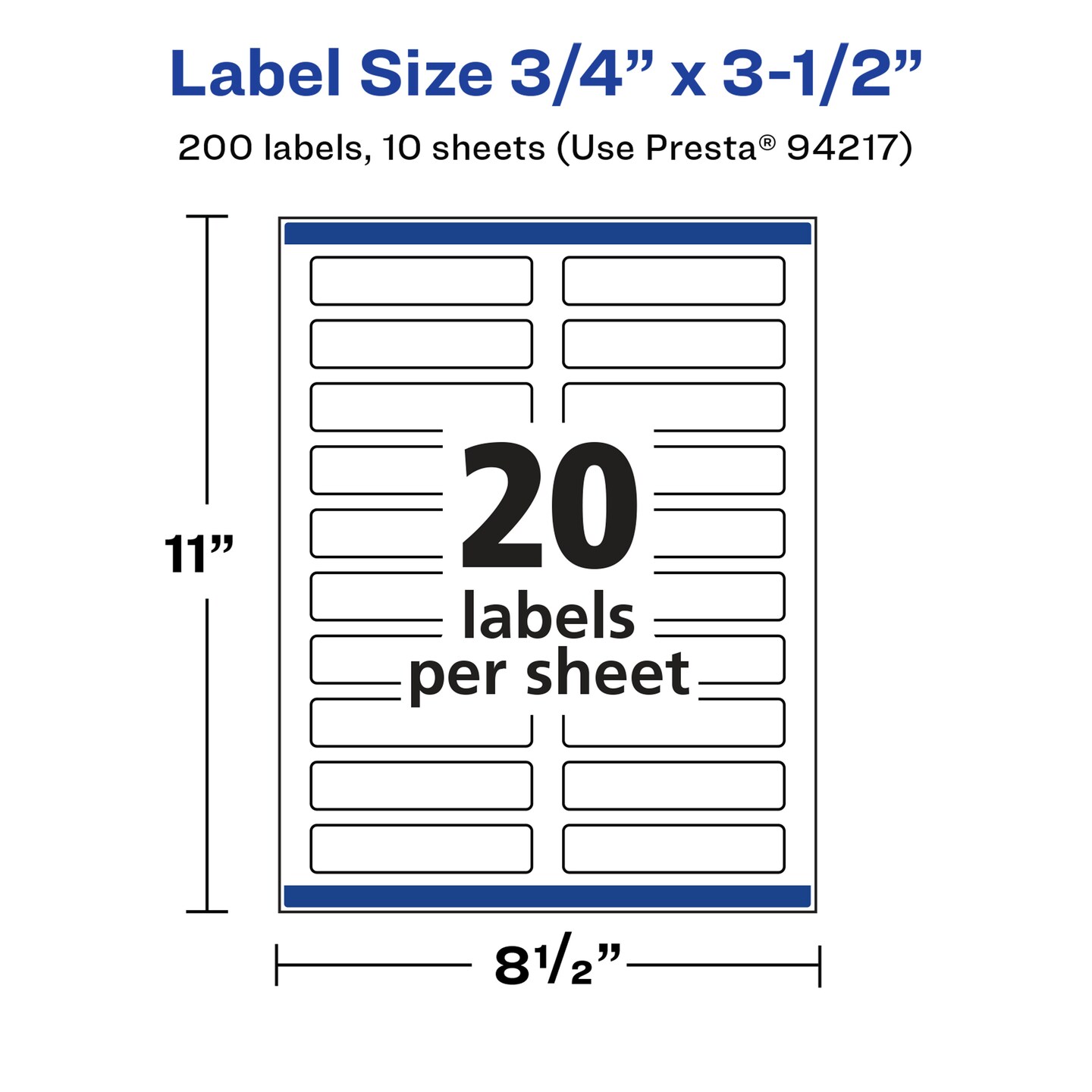 Avery Glossy White Rectangle Labels with Sure Feed, .75" x 3.5"
