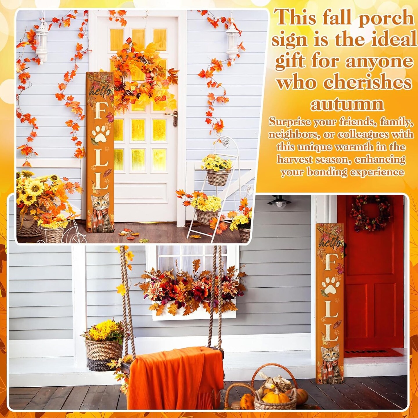 Farmhouse Fall Porch Signs (Orange)