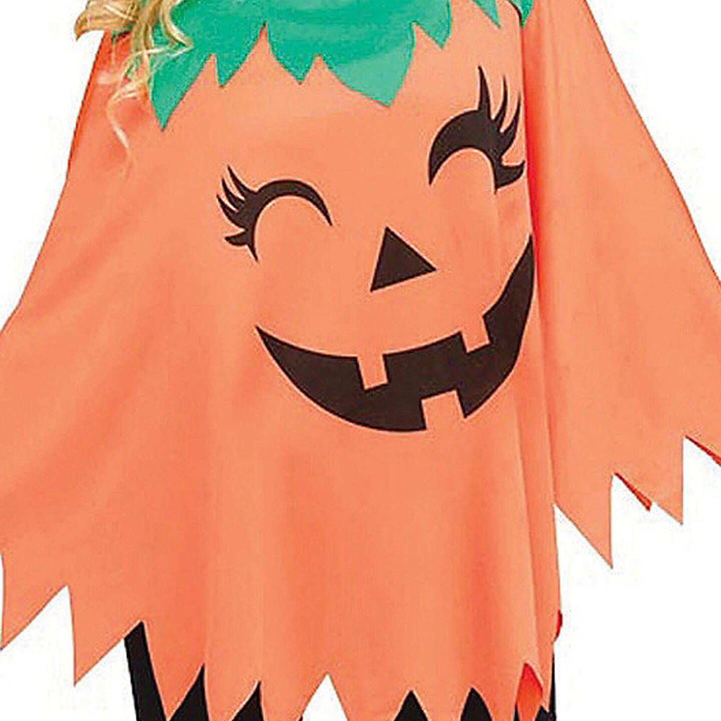 Pumpkin Poncho Costume Adult Halloween Jack O Lantern Outfit