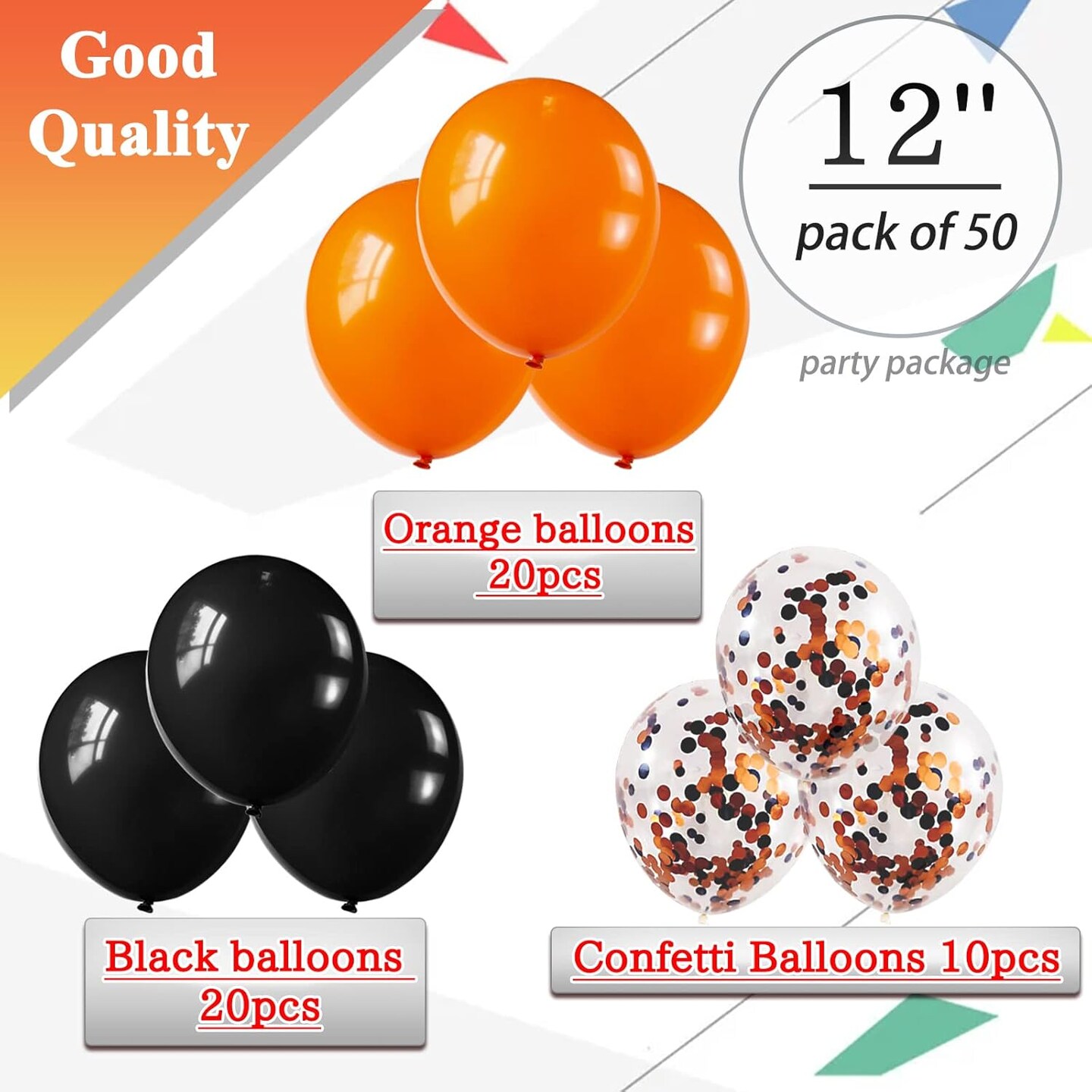 Orange Confetti Balloon Halloween Latex Party Balloons(Orange and Black Balloons)