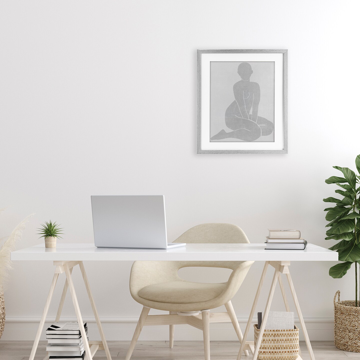 Stupell Industries Veiled Nude Contour Framed Print Under Glass, design by Melissa Wang