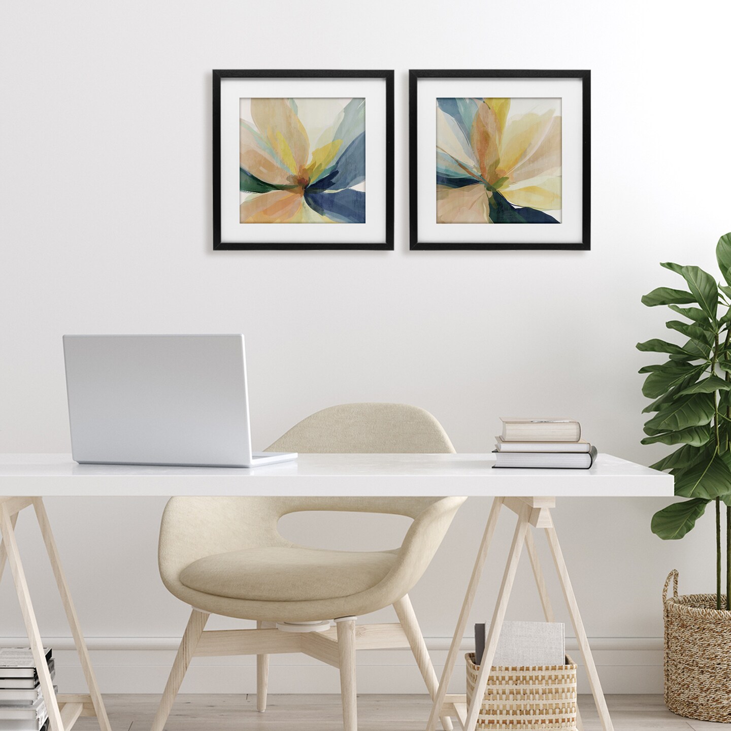 Stupell Industries Abstract Sunshine Florals 2pc Framed Print Under Glass Set, design by Irena Orlov