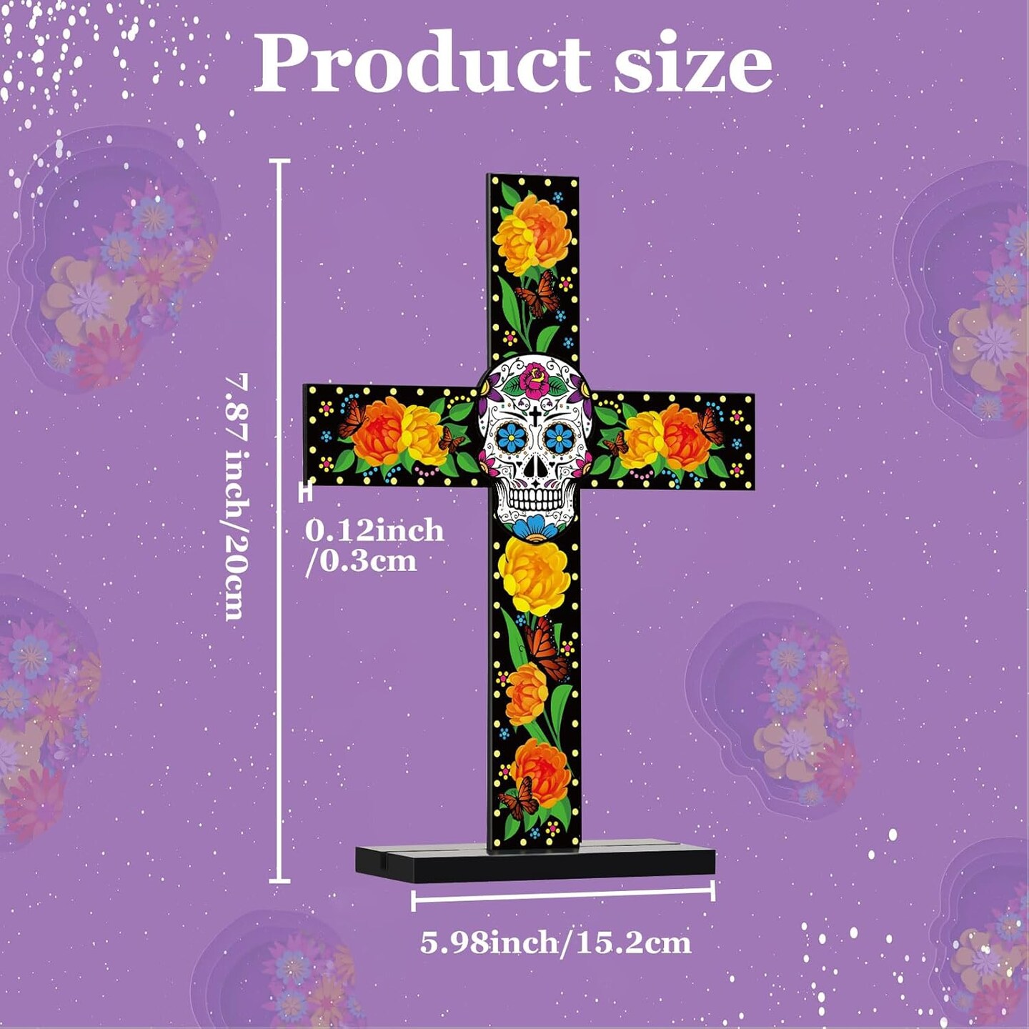 Day of the Dead Cross Table Decor Dias De Los Muertos Ofrenda Decorations Wooden Mexican Sugar Skull Cross Day