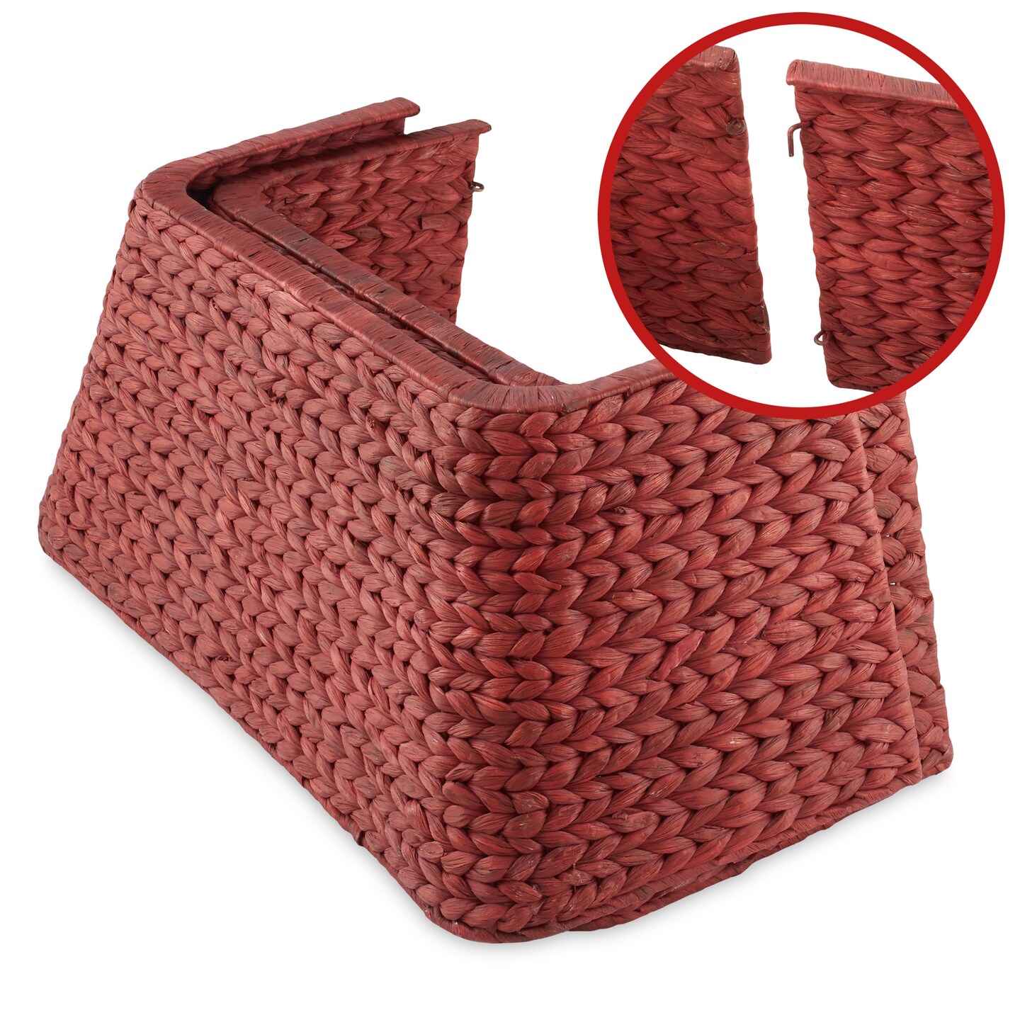 Casafield 22-Inch Christmas Tree Collar, Water Hyacinth Woven Tree Square Base Cover with Cord Cut Out,
