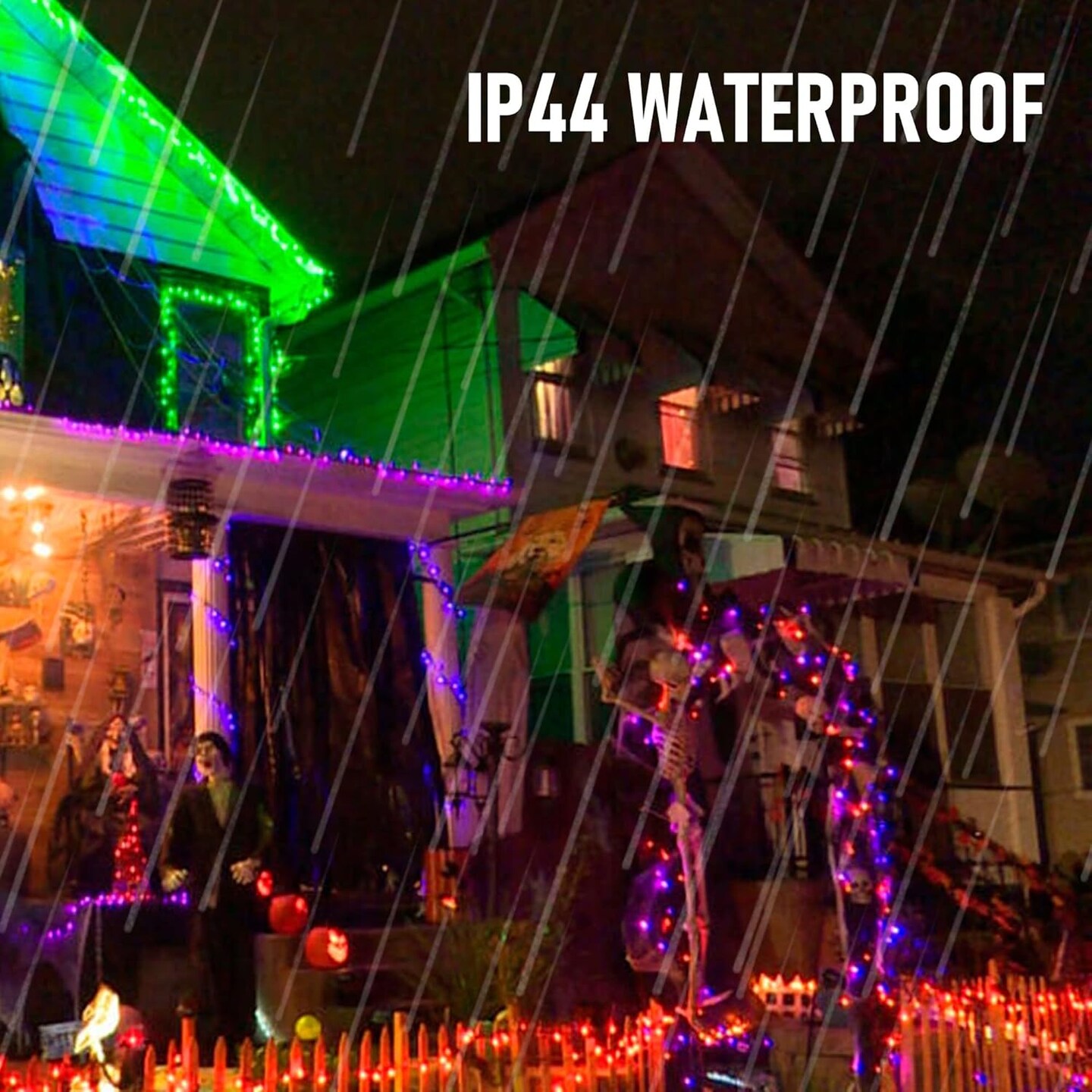 Battery Operated Halloween Lights Outdoor (Purple &#x26; Orange)