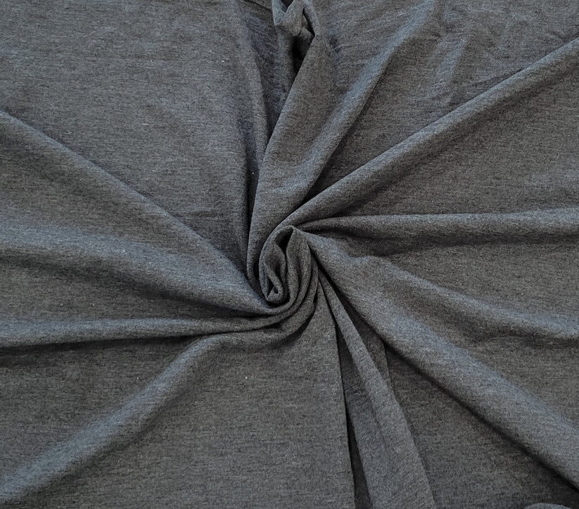 1 Yard Charcoal Organic Cotton Tencel Spandex Jersey Knit Fabric