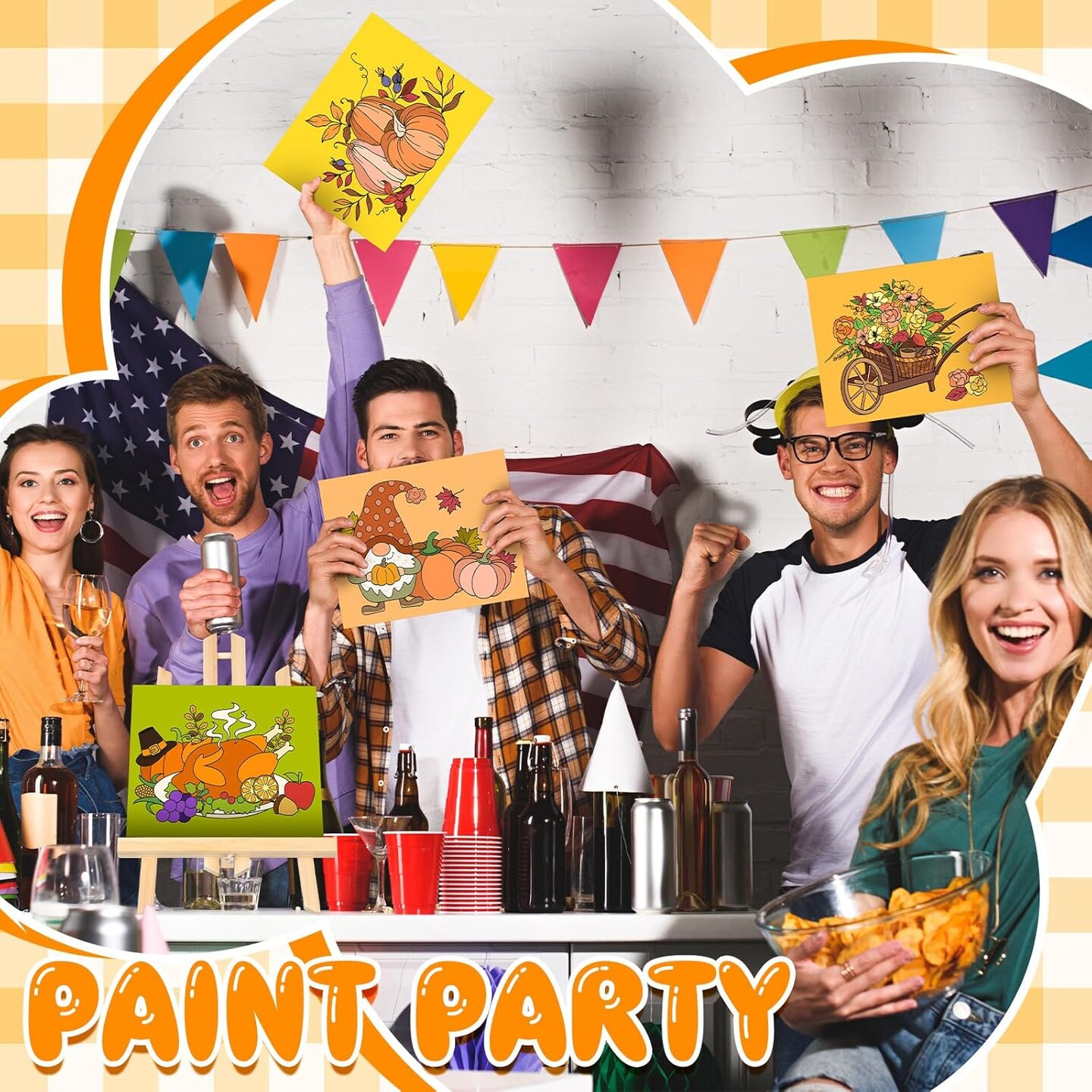 12 Set Fall Pre Drawn Canvas to Paint 7.87 x 9.84 Inches Thanksgiving Day Pre Printed Canvas
