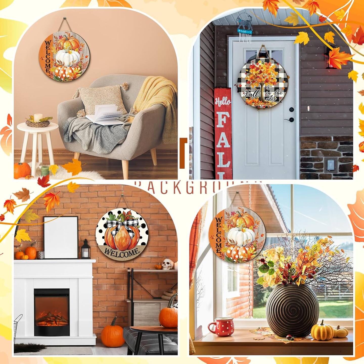 3 Pcs Fall Decoration for Home Front Door Decor(Pumpkin)