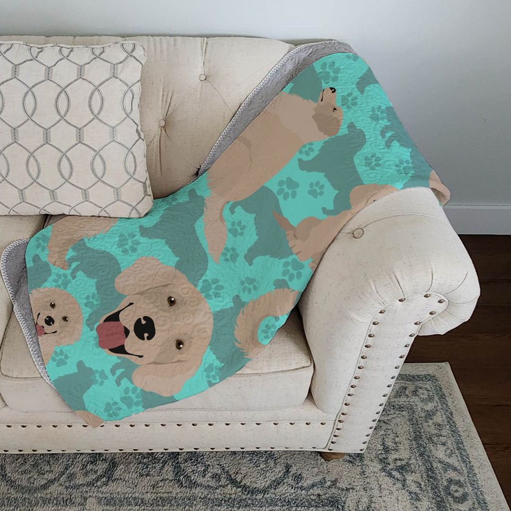 Edge Collections - 50" x 60" - Cream & Teal - Retriever Quilted Throw Blanket - 1 Piece