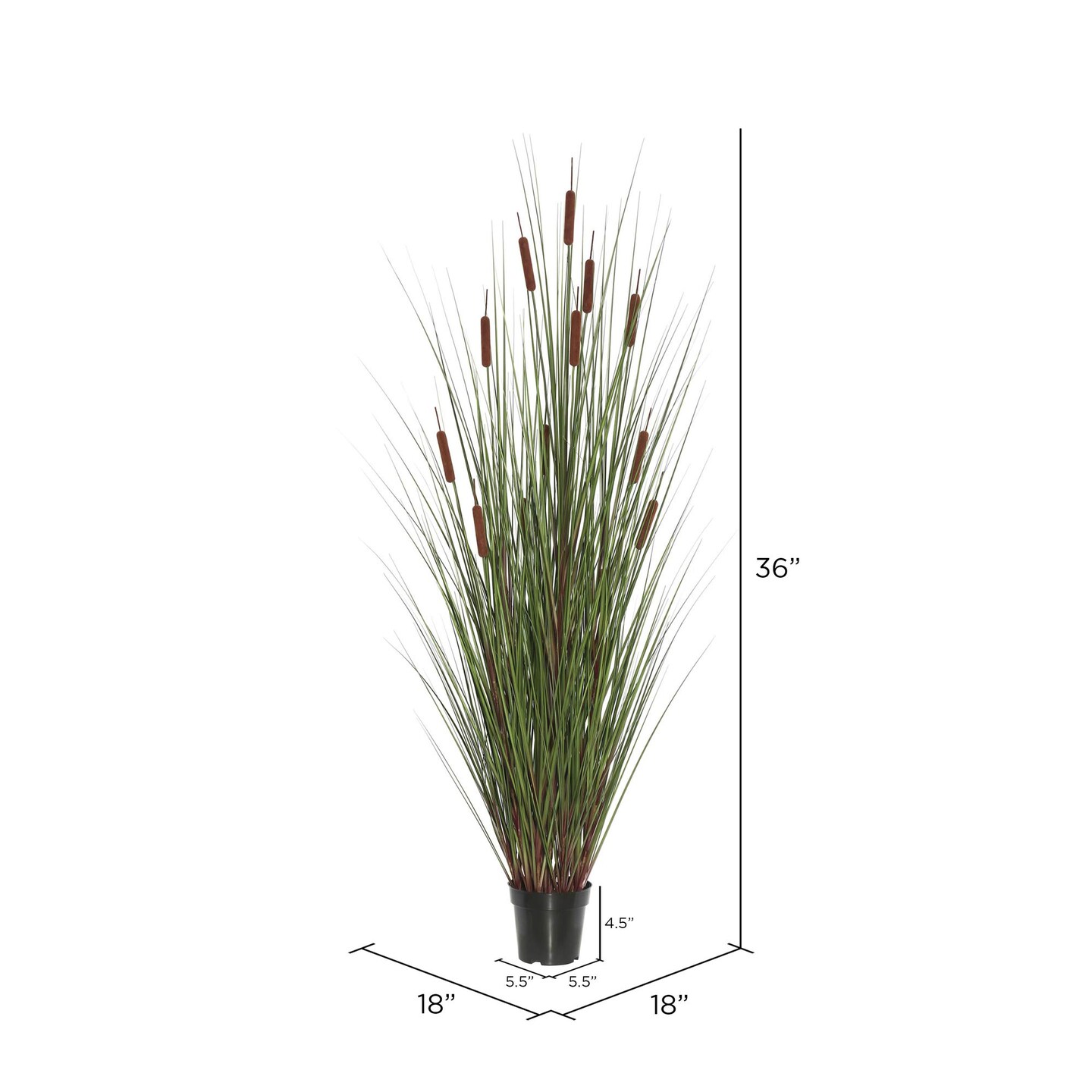 Vickerman 36" Artificial Potted Green Straight Gras and Cattails.