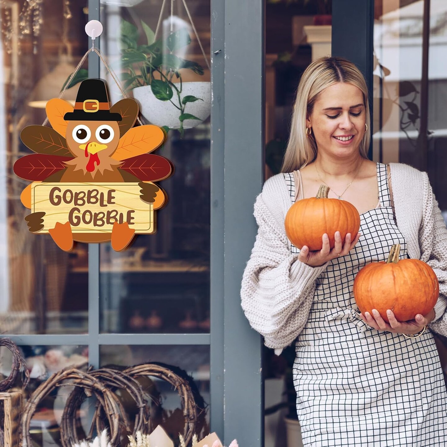 Fall Thanksgiving Turkey Wooden Sign(multicolor)