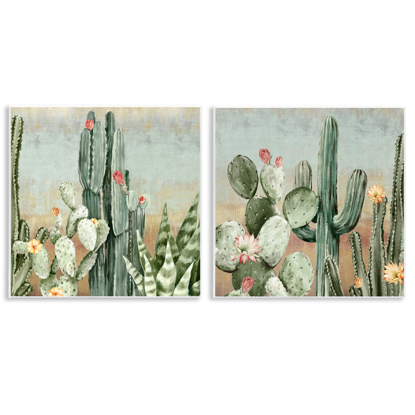 Stupell Industries Cactus Blooms Among Thorns 2pc Wall Plaque Set, design by Luna Mavis