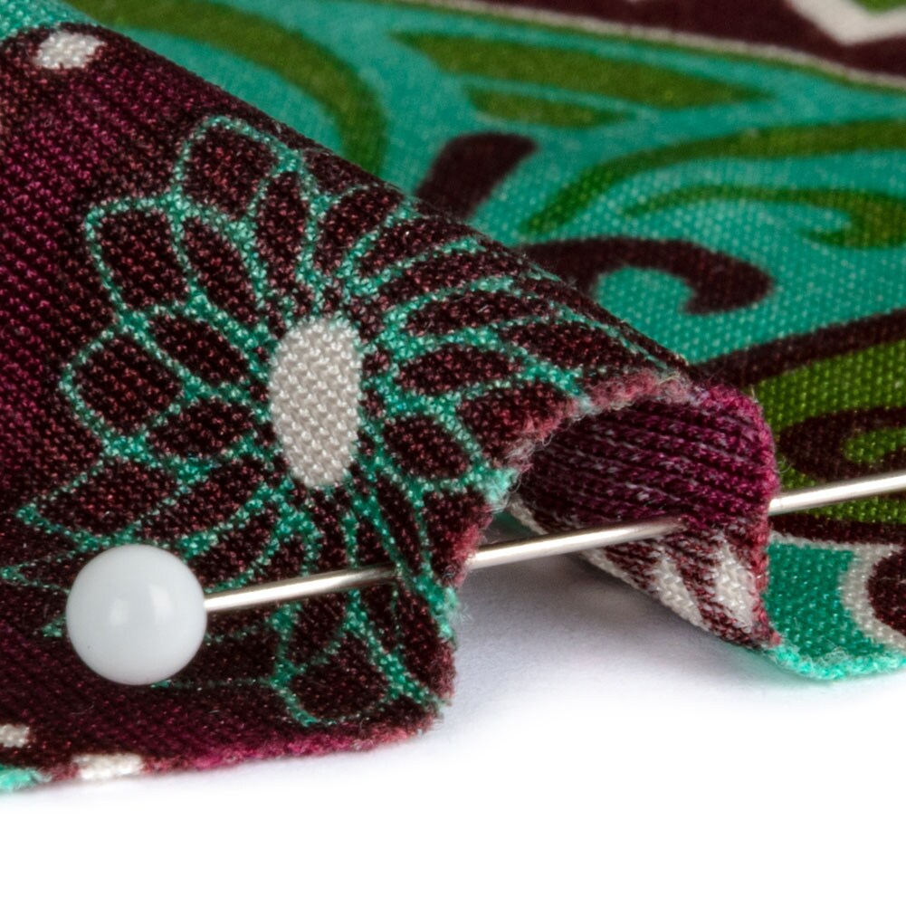 1 Yard Burgundy Green Navy Palm Leaf Mandalas and Classical Stripe Border Silk Jersey 44" Wide