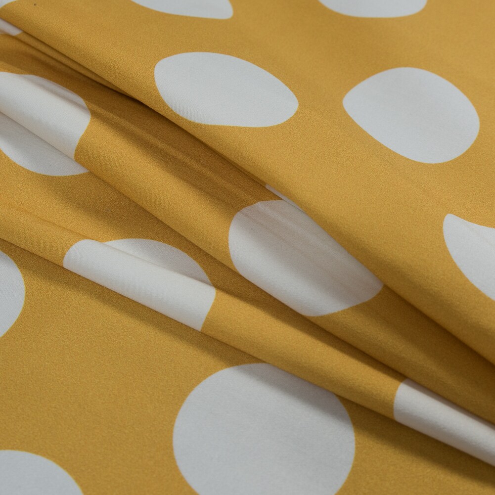 1 Yard Yellow Polka Dots Mahina Dots Print Stretch Cotton Sateen Fabric