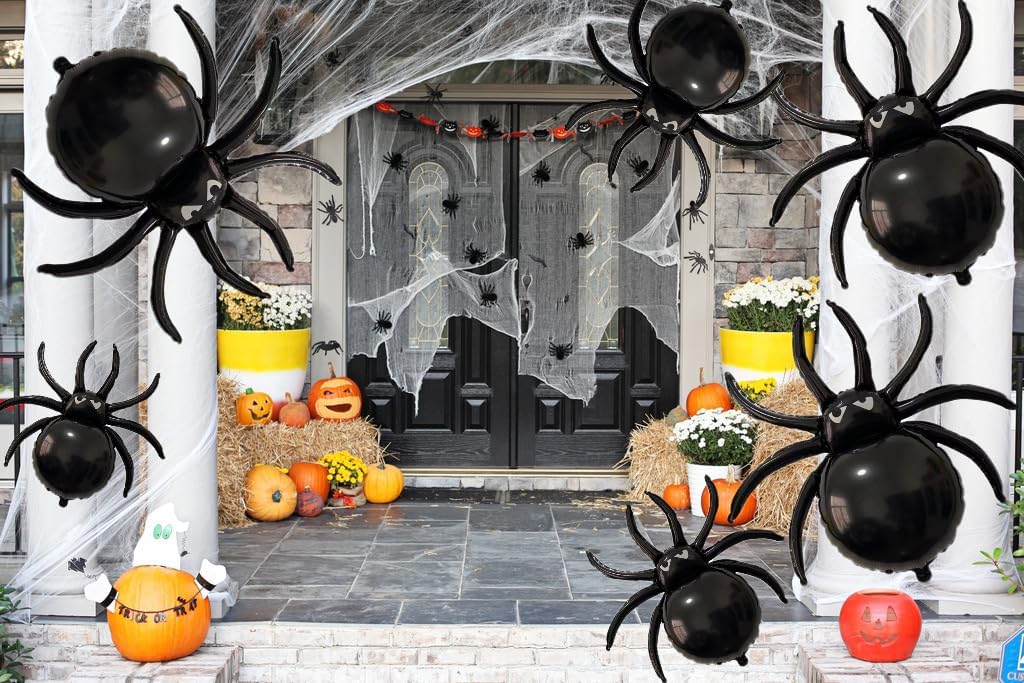 12PCS Halloween Black Spider Foil balloons(Black)