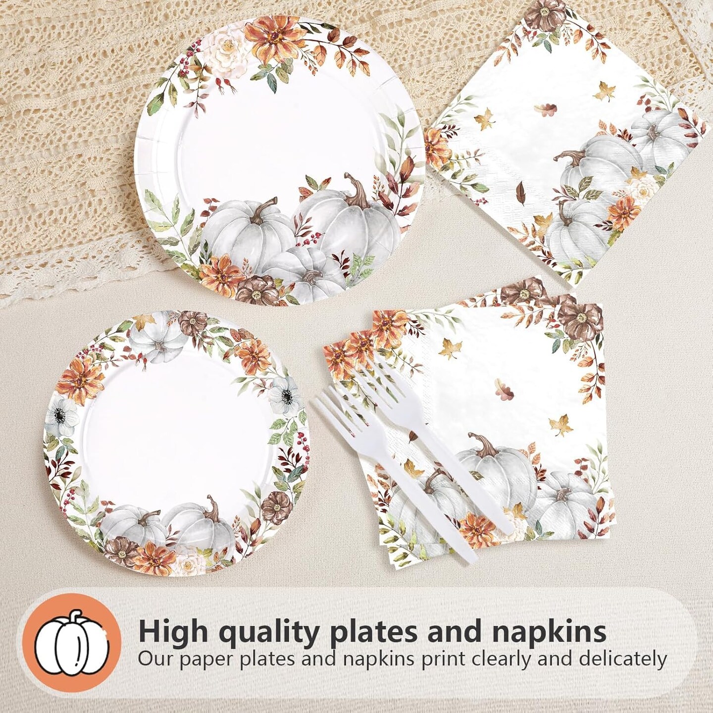 200 Pcs Thanksgiving Pumpkin Paper Plates (10&#x22;L x 12&#x22;W x 1&#x22;Th)