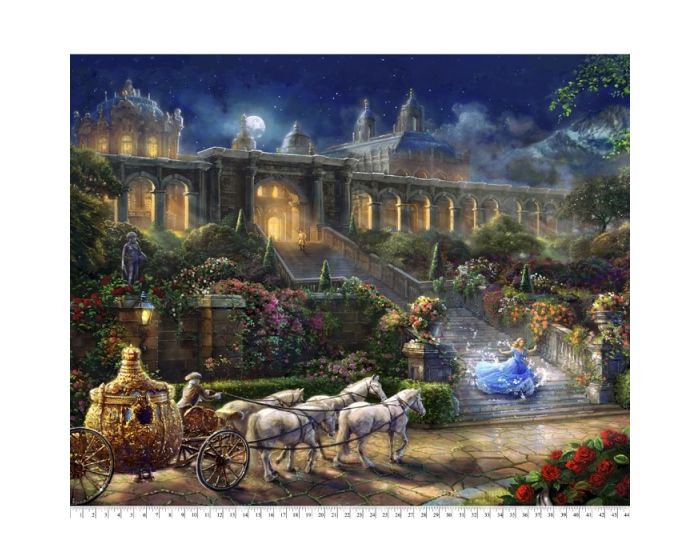 Cinderella at Midnight Disney By Thomas Kinkade Digital Cotton Print Fabric Panel | 100% Cotton | Sold By the Panel