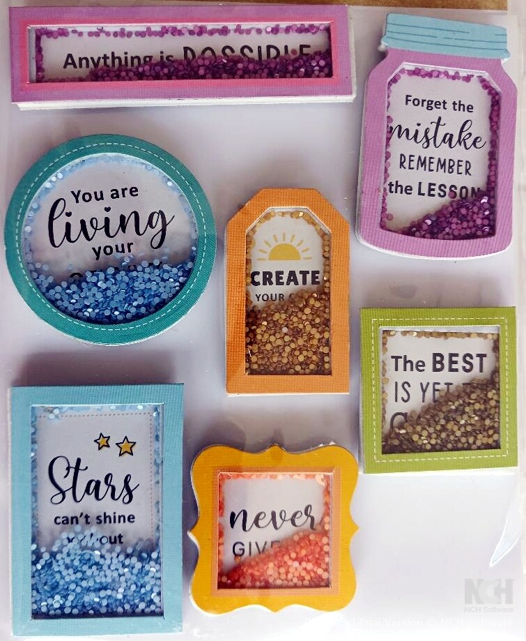 Designer Inspirational Phrases Dimensional Shaker Stickers