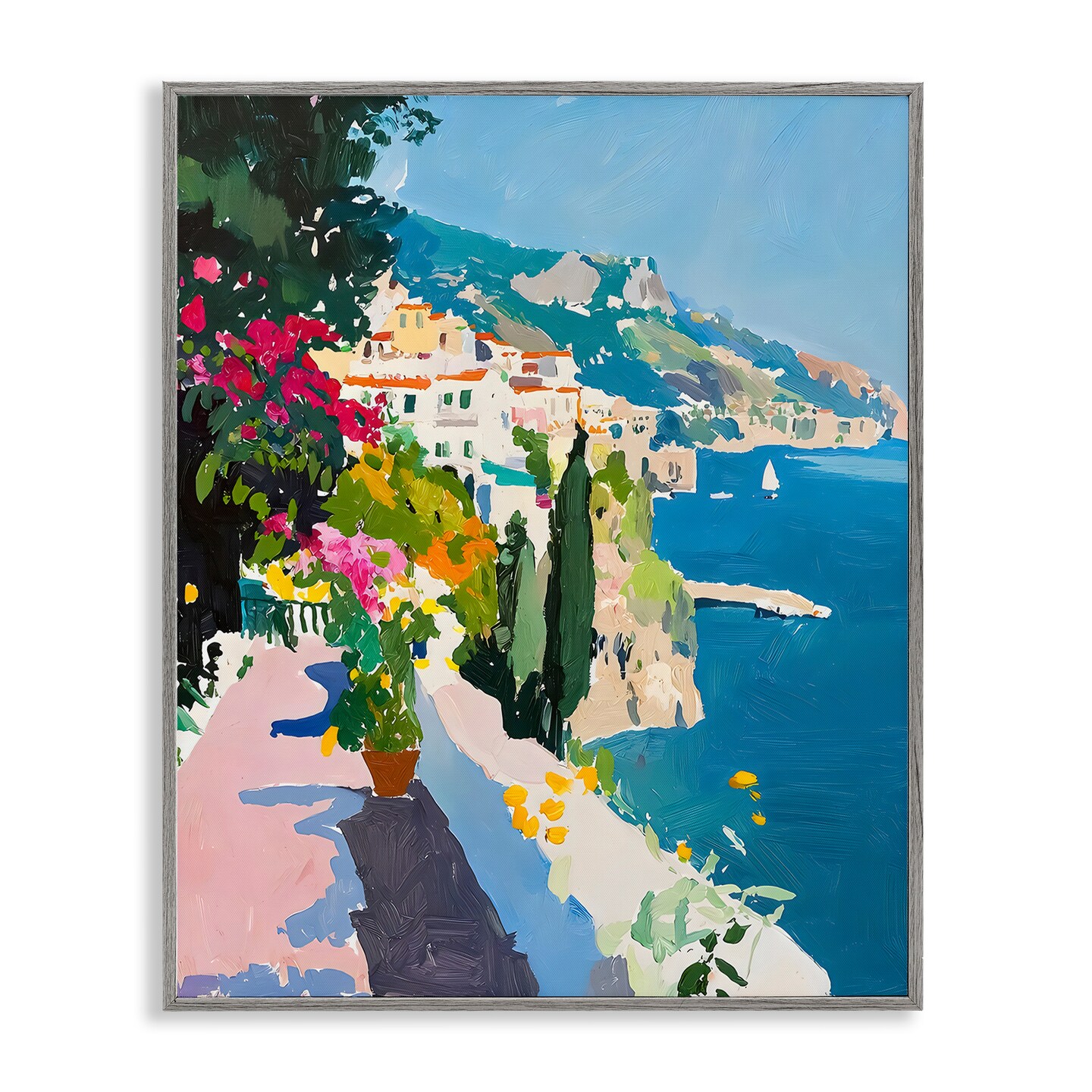 Stupell Industries Coastal Italian Balcony Framed Giclee, design by Riley B