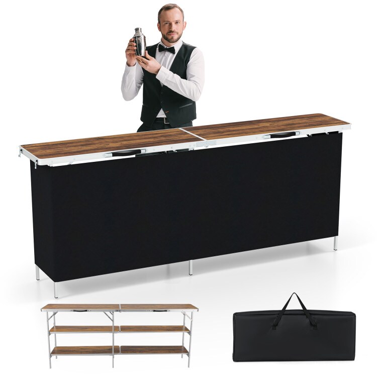 Folding Camping Table with 2-Tier Shelves and Large Tabletop Perfect for Picnic Backyard or BBQ Party