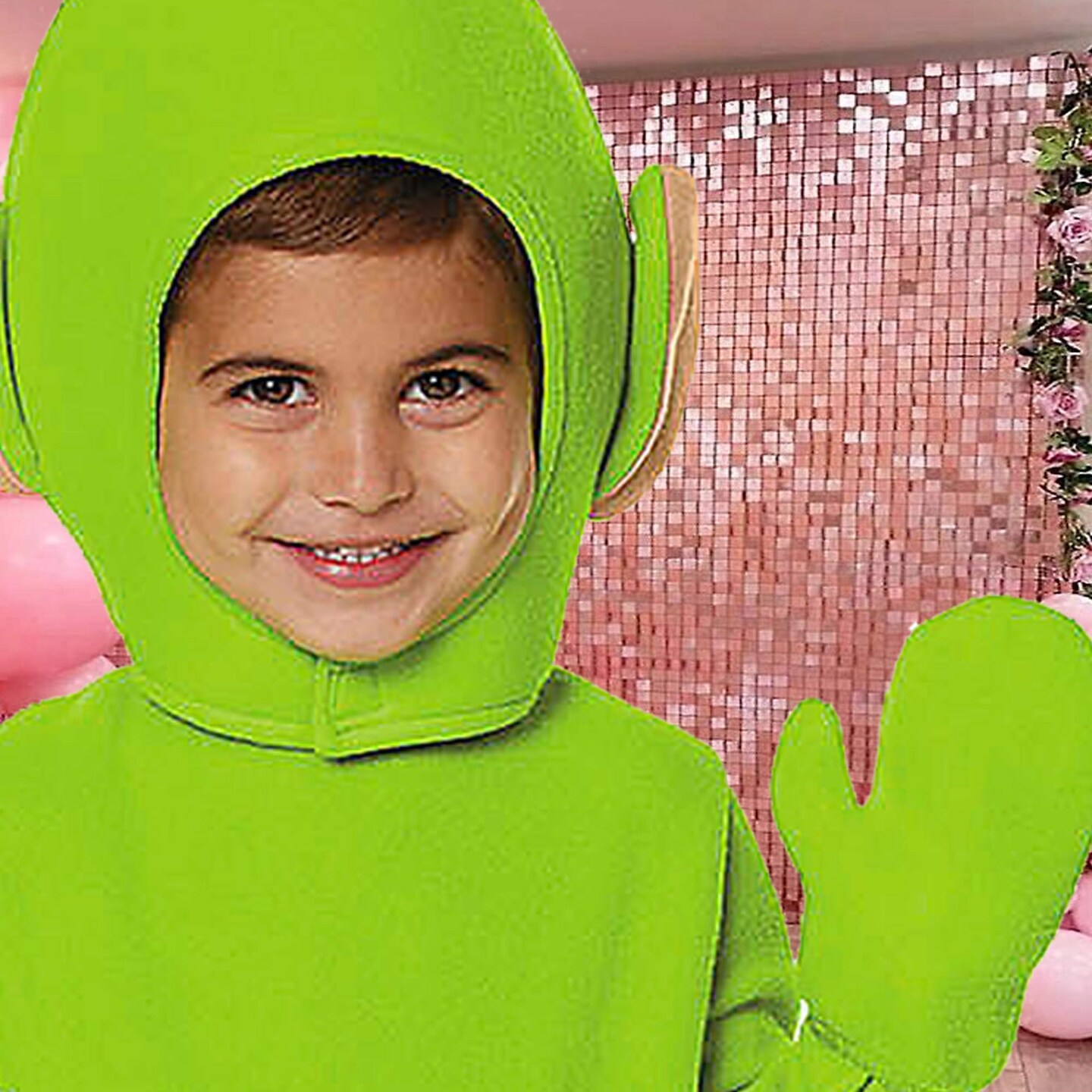Toddler Teletubbies Green Dipsy Costume Polyester Outfit with Hood &#x26; Mittens