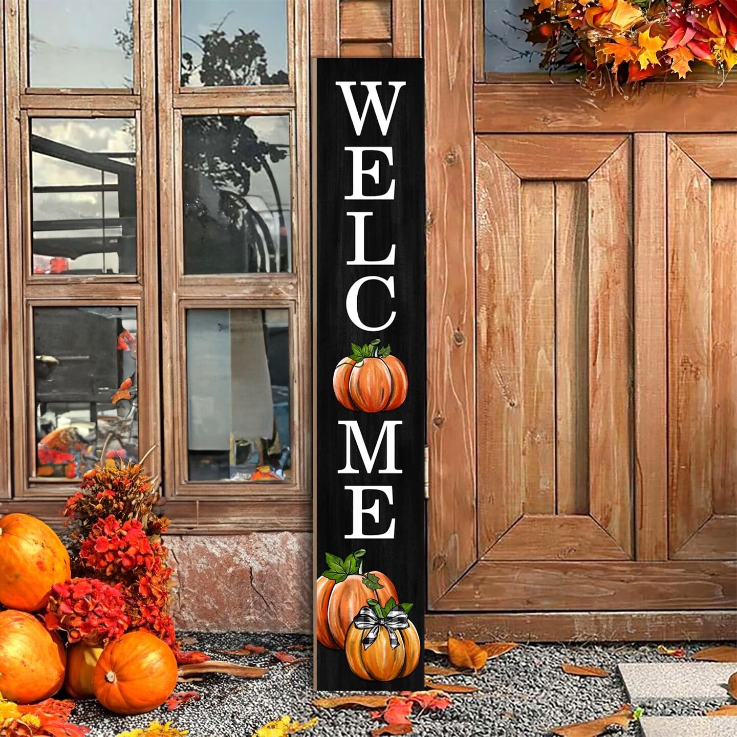 Fall Wooden Porch Sign 47&#x22;(Black and yellow)