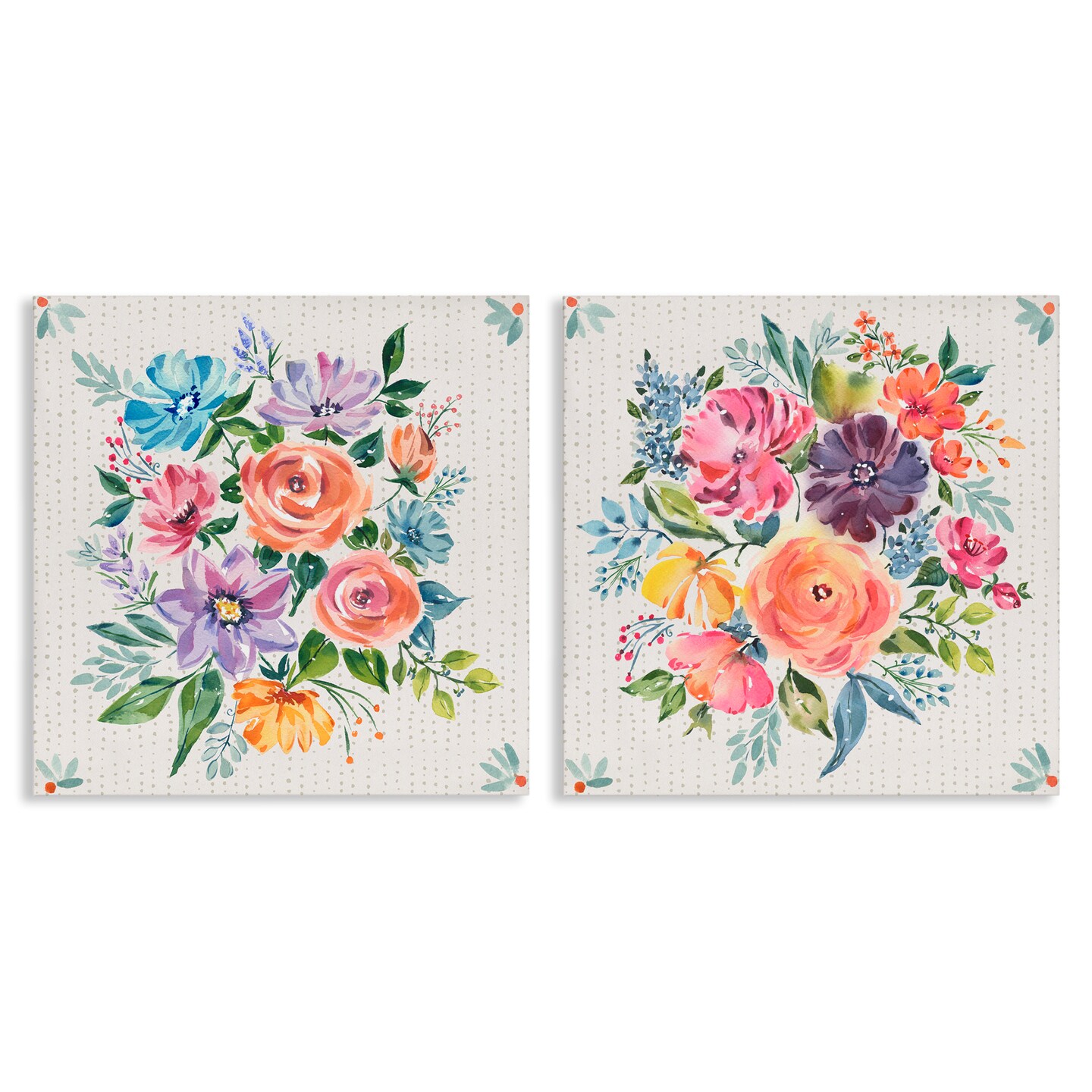 Stupell Industries Vintage Floral Motif 2pc Canvas Set, design by Jenny Faw