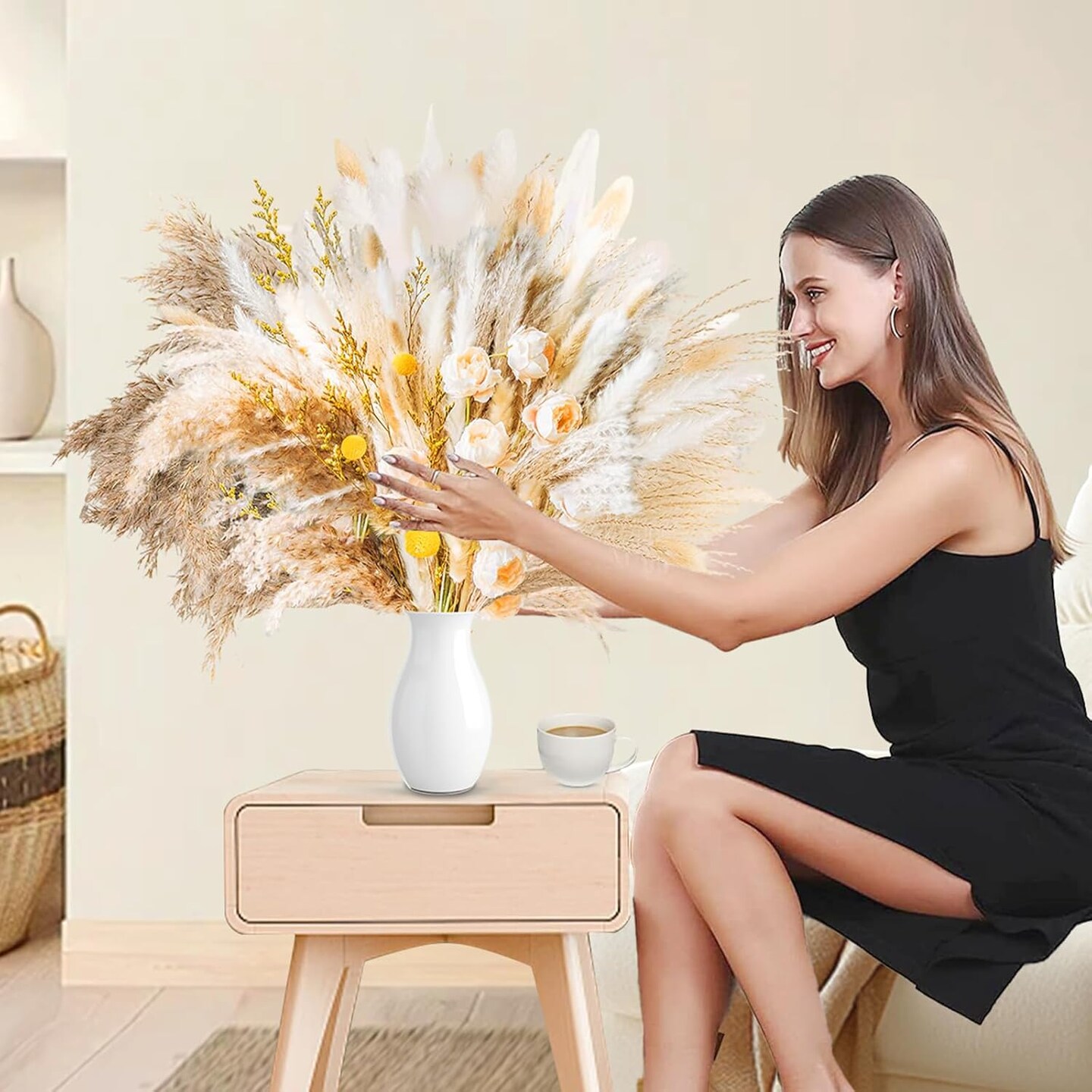 Home Decor Bouquet Natural Dried Flowers for Vase(Multicolour)