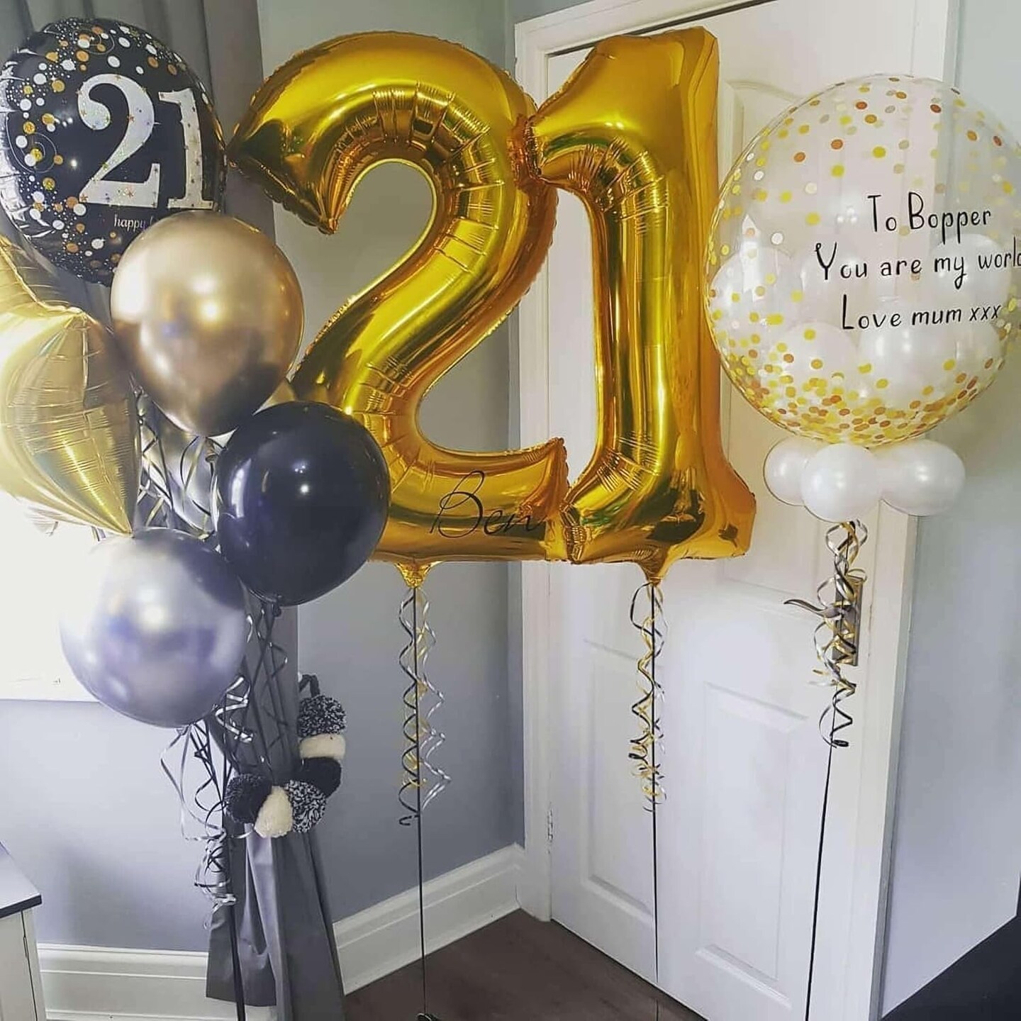 Gold 21 Number Balloons, 40 Inch Giant Number 21 Balloons Foil Mylar Helium Gold Number Balloons (Double Number Gold 21)
