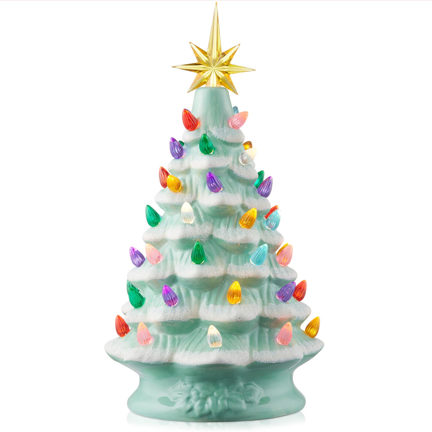 Casafield Hand Painted Ceramic Christmas Tree, 12-Inch Pre-Lit