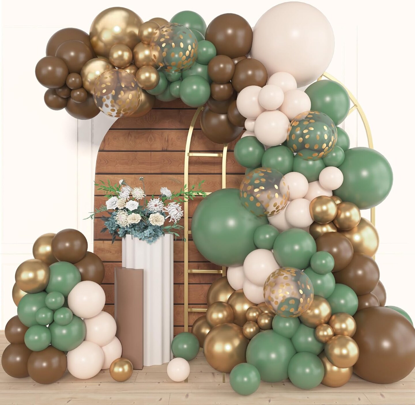 153pcs Sage Green Brown Balloon Garland Arch Kit (Sage Green) 	18" / 12" / 10" / 5"