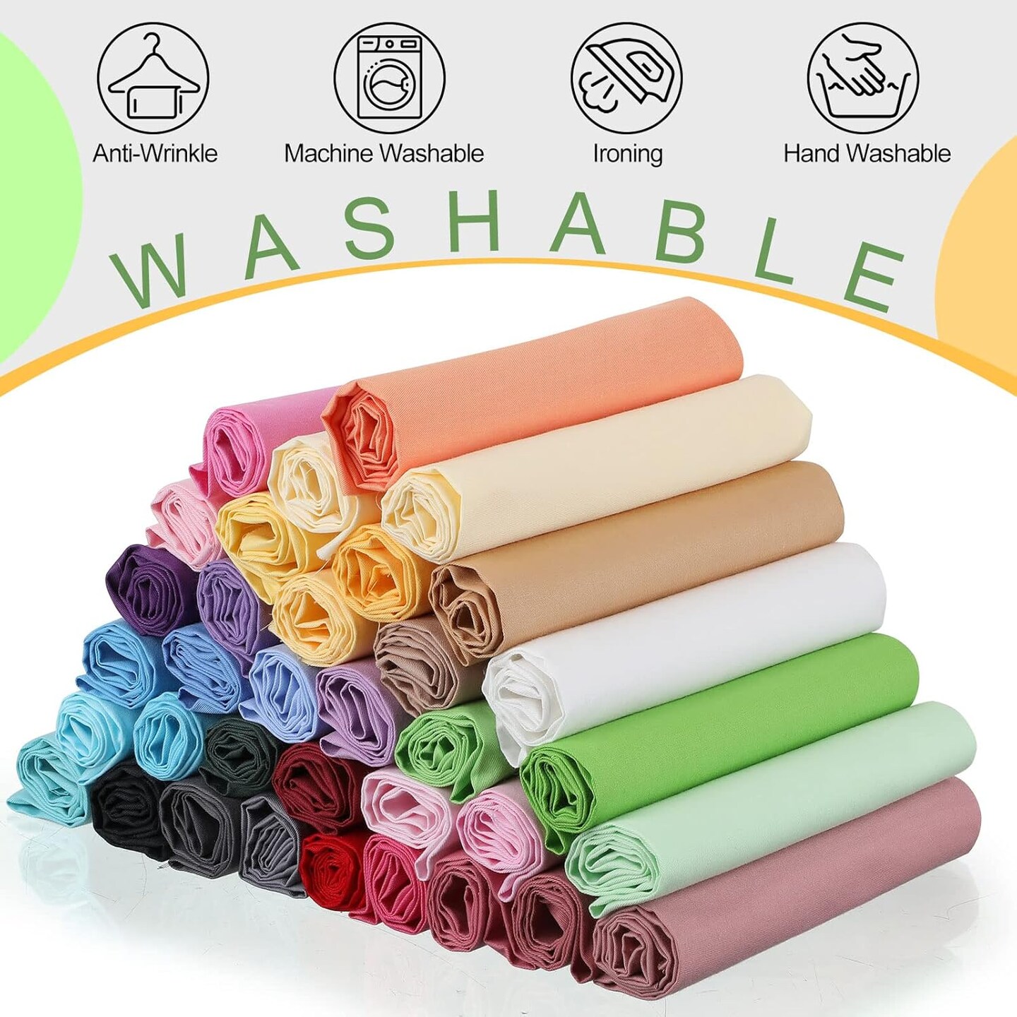 35 Pcs Solid Color Cotton Precut Fabric 20 x 20 Inch(Multicolor)