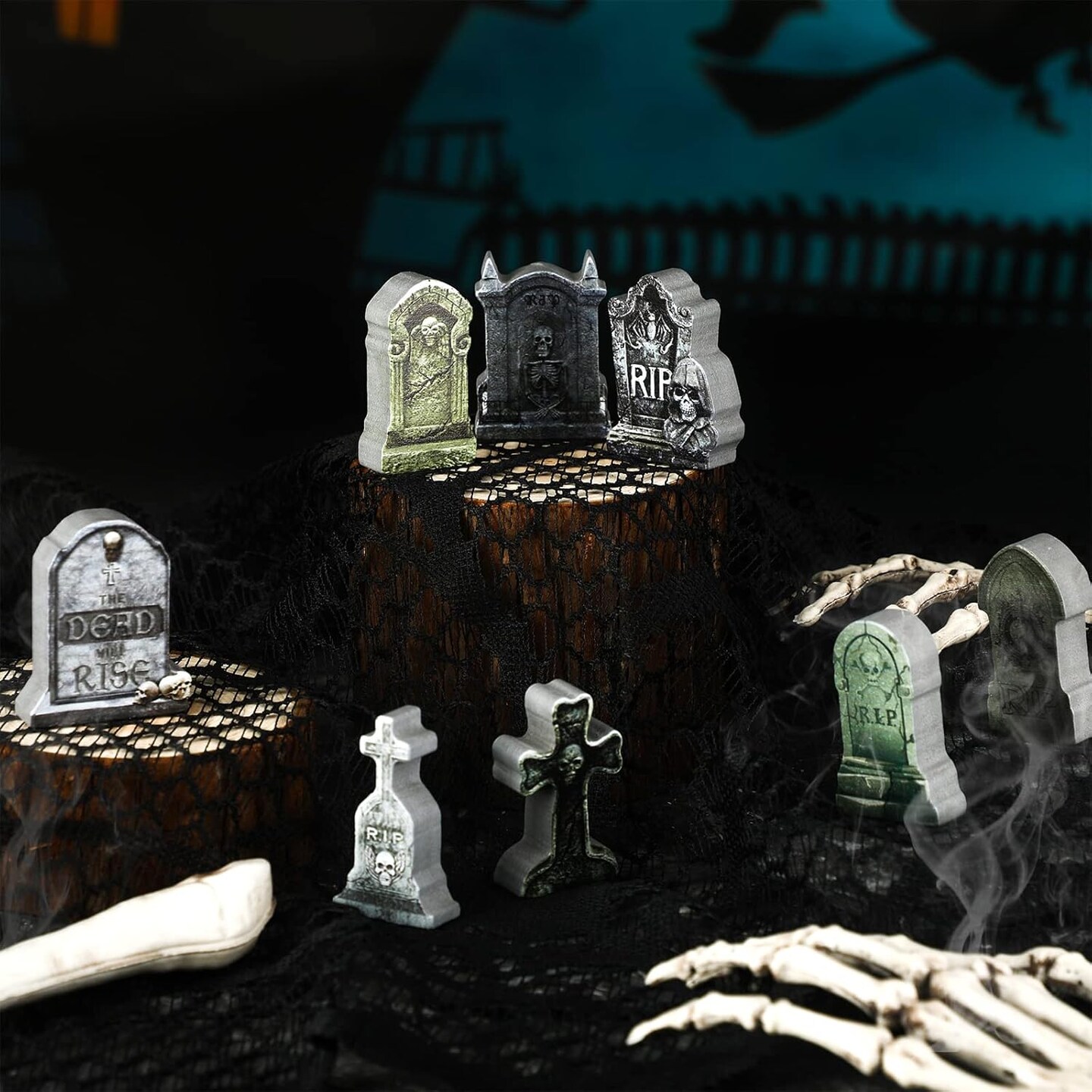 9 Pieces Halloween Miniature Tombstones (Classic Style)