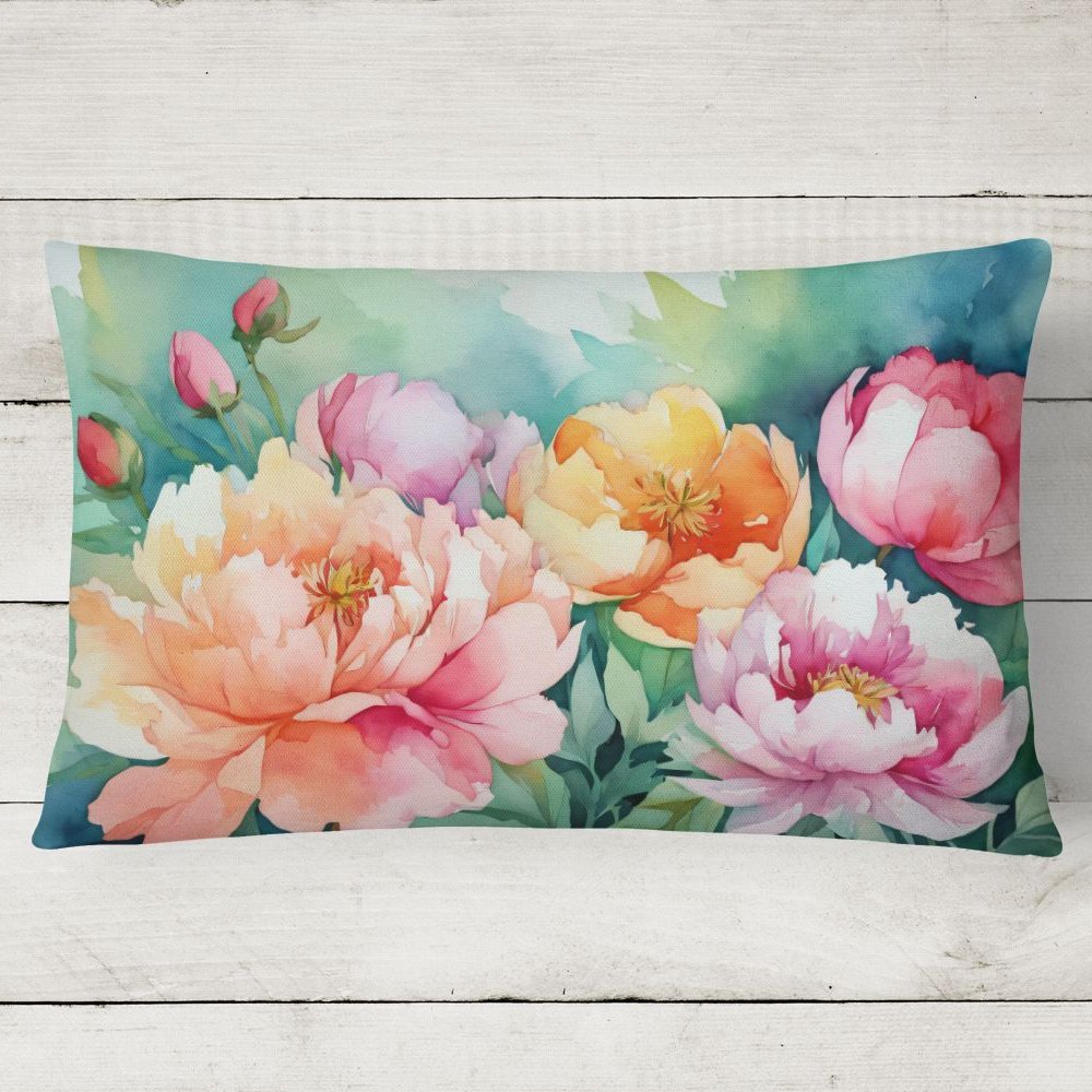 Edge Collections - 12&#x22; x 16&#x22; - Multicolor - Indiana Peonies Decorative Throw Pillow - 1 Piece