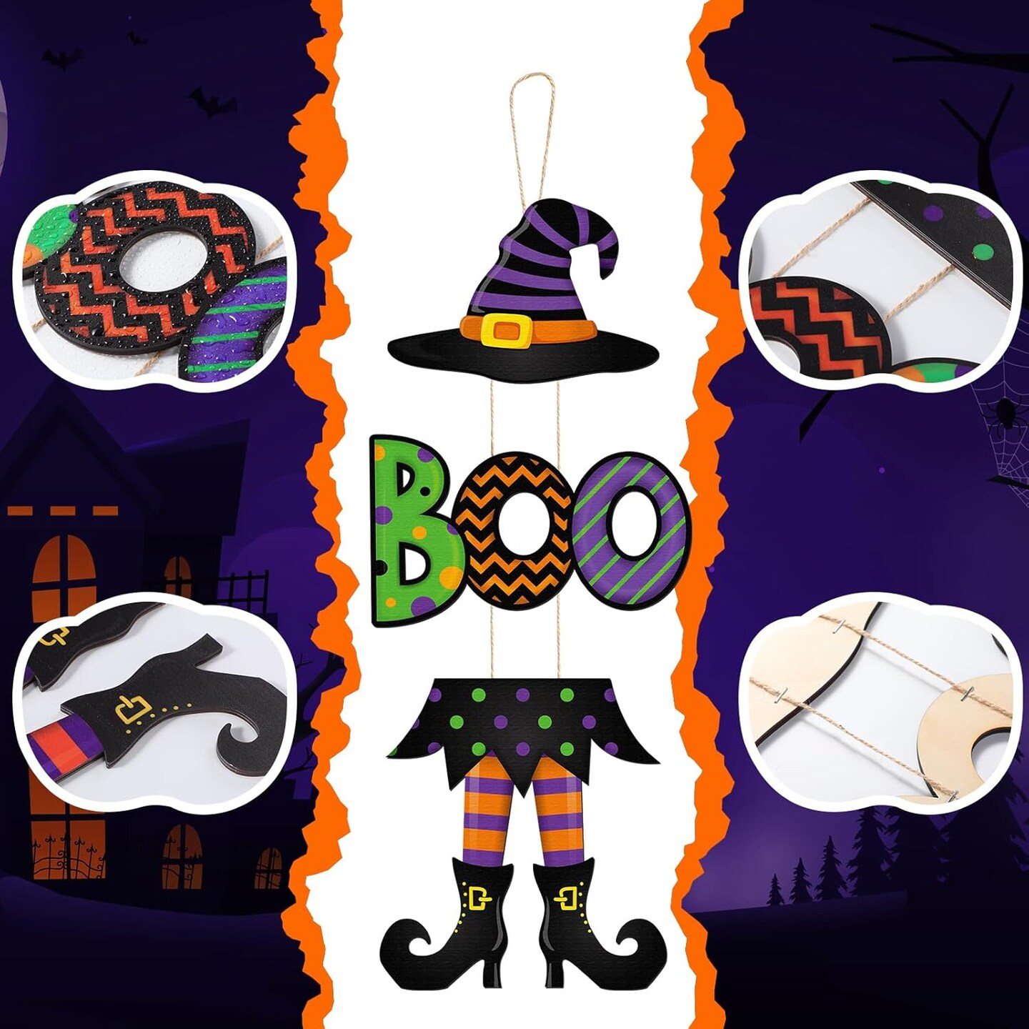 Halloween Witch Boo Sign Decoration