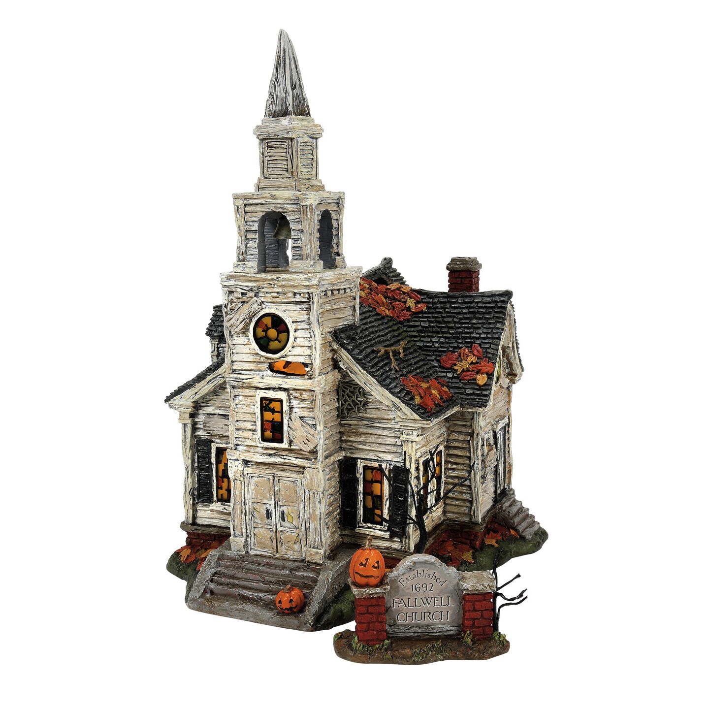 Department 56 Hot Properties Village Fallen Church of Fallwell Lit Building Figurine and Accessory Set, 2 pieces 10.7in H