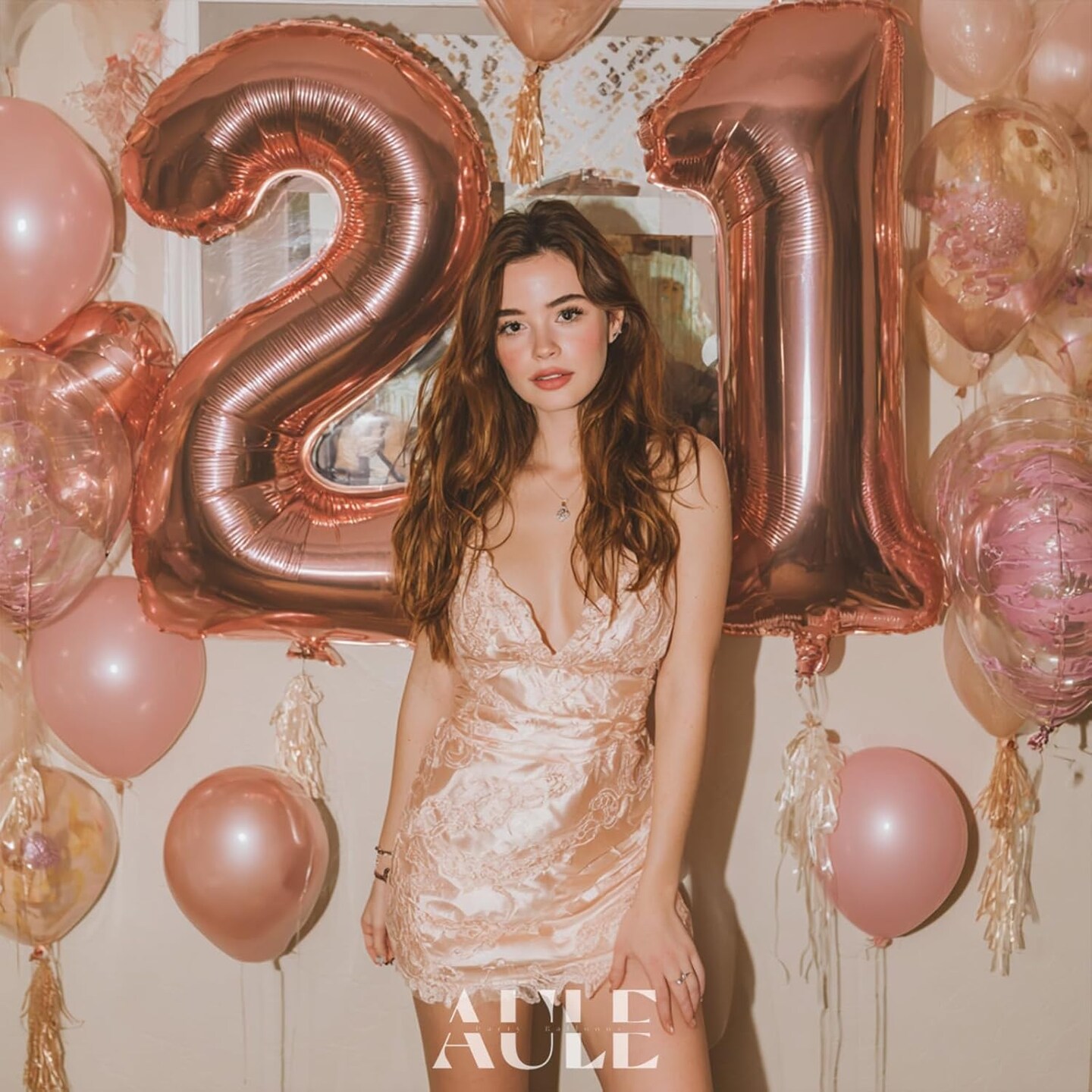 40 Inch Large 21 Number Balloons Rose Gold Big Foil Number Balloons Giant Helium (Rose Gold)