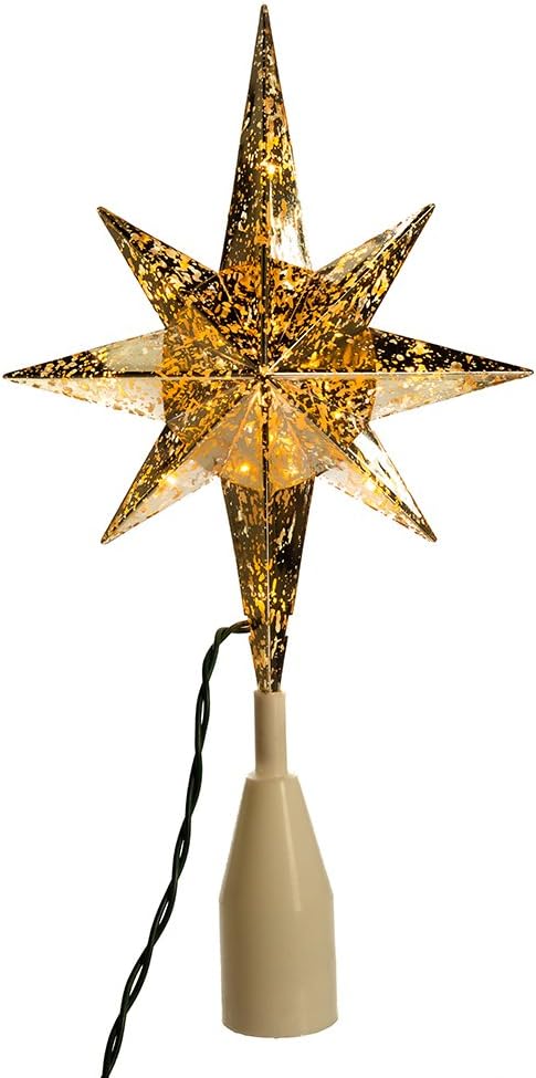 10-Light Gold Bethlehem Star Treetop, Golden