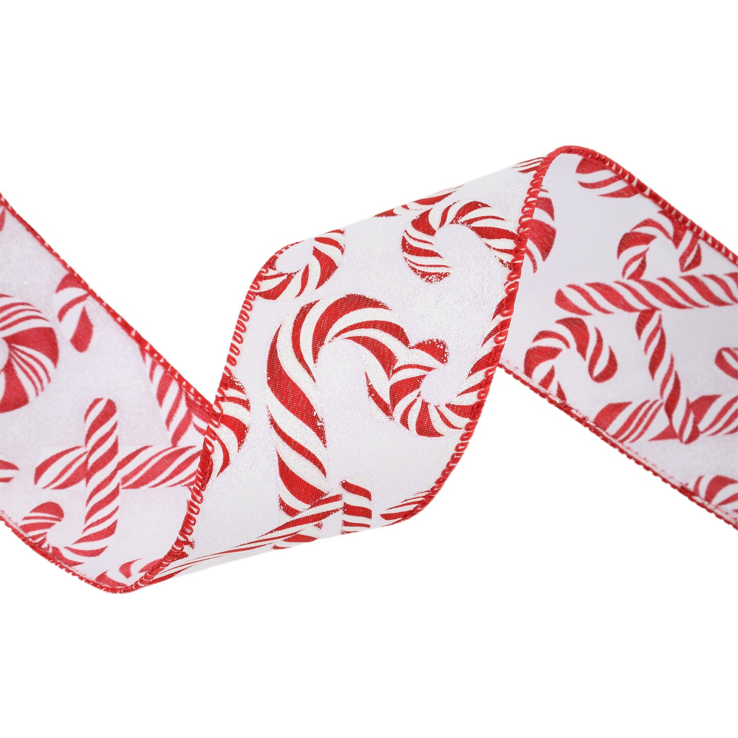 LaRibbons 2 1/2" Wired Ribbon | Candy Cane on White | 10 Yard Roll