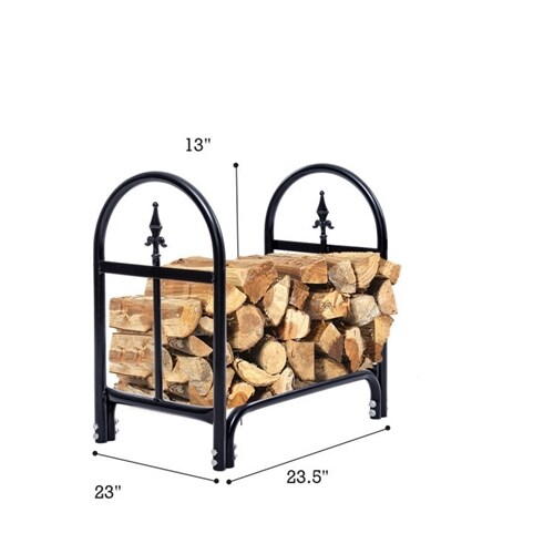 2 Ft Heavy Duty Black Steel Firewood Storage Rack Indoor Outdoor Tubular Log Organizer