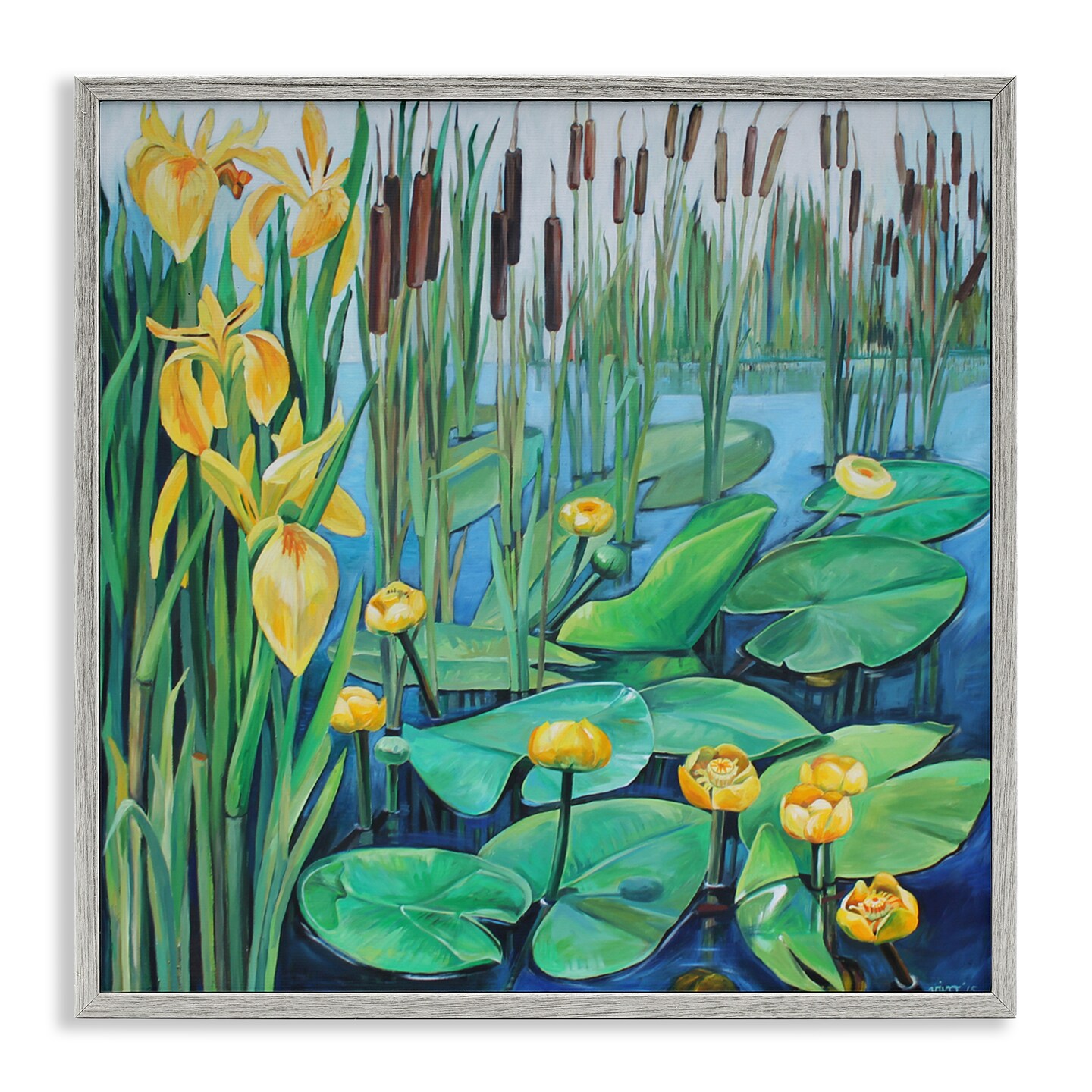 Stupell Industries Blooming Water Lilies Pond Framed Giclee